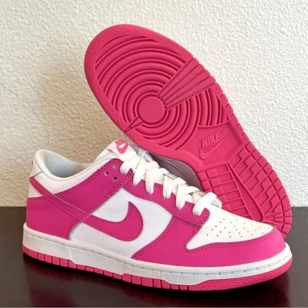 Nike Dunks white and hot pink.